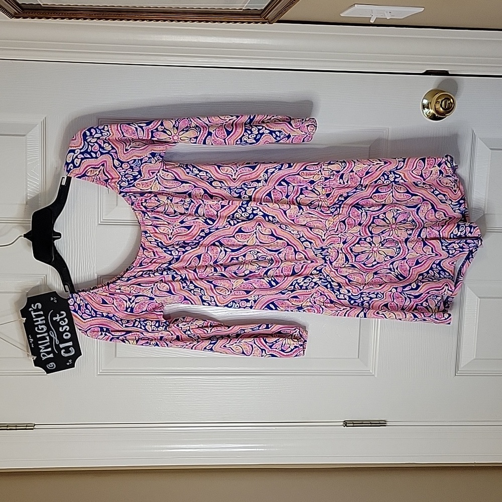 Lilly Pulitzer Lana Romper Can't Resist Pattern Small Shorts Pink Blue Yellow